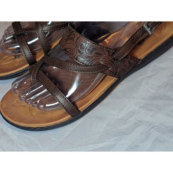 BOC Born Concept Sandals Womens 8M Thong Flats Slingback Brown Faux Leather - Picture 3 of 16